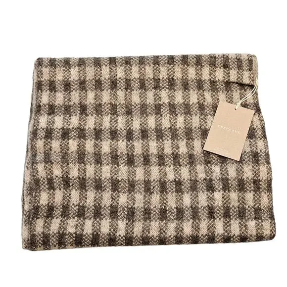 Everlane The Alpaca Patterned Scarf Gray Buffalo Check One Size Unisex - Picture 2 of 10